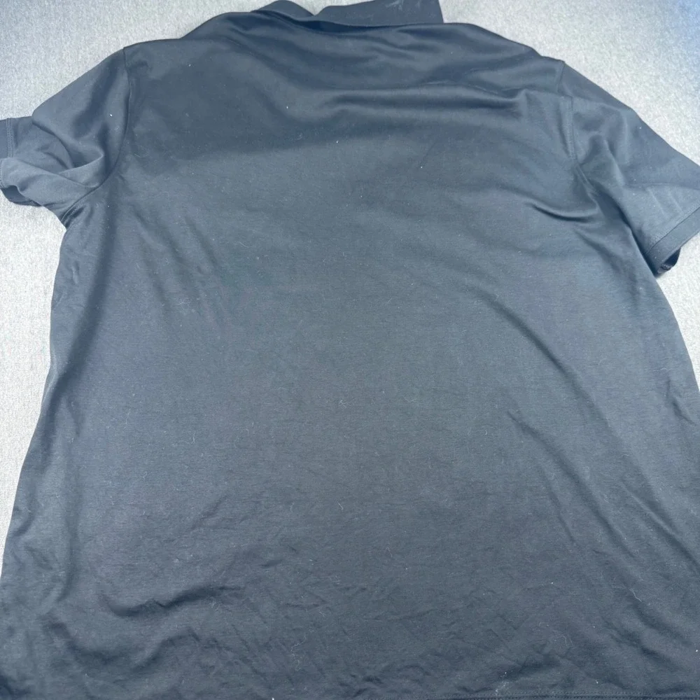 Banana Republic Mens XL Black Polo Shirt Short Sleeve‎ Cotton Piping Pocket